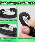 Close-up of Three Pack Diving Hose Holder Clips with Snap Hook Buckle, showcasing stainless steel clip and plastic handle for BCD management.