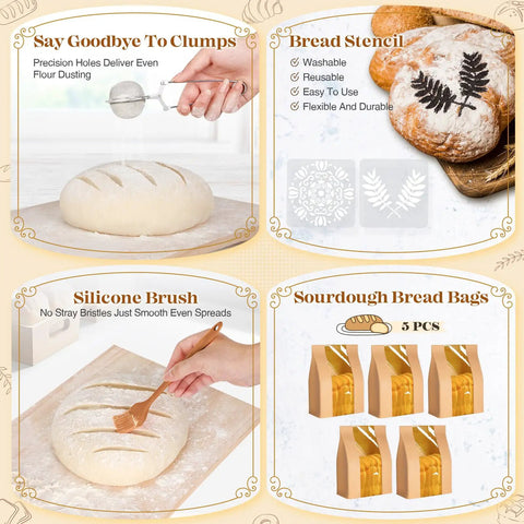 Ultimate Sourdough Starter Kit With Dutch Oven For Homemade Bread Baking Essentials including bread stencil and silicone brush