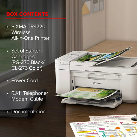 Go To Compact All In One Wireless Printer Featuring Automatic Document Feeder Built In Fax And Seamless Mobile Printing For Home Office Inkjet Scanner Copier No Sweat Setup placed on a wooden desk.