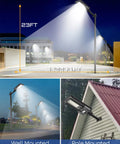 Powerful 300W Solar Street Light With 20000 Lumens, Outdoor Parking Lot Lighting That Covers Wide Areas, mounted at different heights
