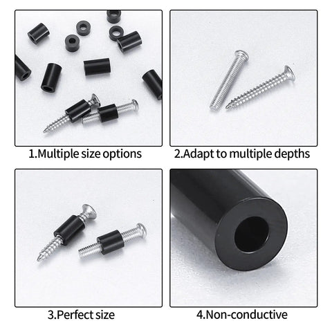400 Pack Nylon Electrical Outlet Spacers, ABS Round Spacers And Standoffs, Non Threaded Screw Spacers, Plastic Washers, Black, 14 Size Range