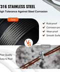 Comparison of T316 stainless steel wire rope vs rusted cable, featuring One Eighth Inch 500 Ft Stainless Steel Wire Rope Cable 316 Marine Grade Braided Aircraft Cable 1x19 For Deck Railing Balusters Stairs Handrails Porch And Fence Fixtures Heavy Duty Strength And Corrosion Resistant.