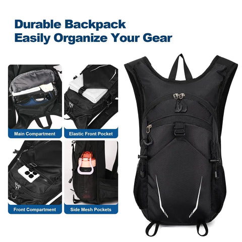 10L Ultra Light Hiking Daypack For Men And Women With Chest Strap Compact Mini Backpack showing compartments and features
