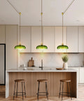 Chic Green Glass Swag Lamp With Inline Switch Plug In Pendant Fixture For Kitchen Island Bedroom Dining And Living Room Cozy Vintage Floral Hanging Decor in modern kitchen.