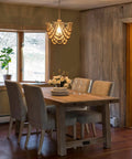 Wood Beaded Plug In Chandelier Lighting 1 Light Beaded Chandelier Boho Ceiling Fixture Handmade Wood Bead Ceiling Light