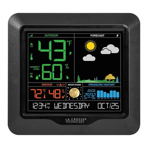 Color Forecast Station With Big Display And Temperature Humidity Alerts, Seasonal Scene Backgrounds, Indoor Outdoor Monitoring screen view