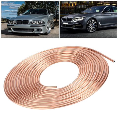 25ft Copper Plated Brake Line Tubing 3 By 16 Inch OD Coil Roll For Hydraulic Brake Systems And Fuel Lines Flexible Rust Proof Brake Pipe