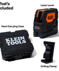 Self Leveling Laser Level With Red Cross Lines And Plumb Spot Magnetic And Ceiling Clamp Mounting Class II 150 Foot Range with case