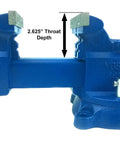 Side view of Beefy 4.5 Inch Jaw Combination Vise With Pipe And Bench Vise Swivel Base And Large Pipe Jaw Capacity Cast Iron And Steel U Channel