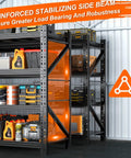Heavy Duty 4 Tier Metal Storage Shelves 2500 Lb Capacity Garage Workshop Shelving Units Industrial Racks For Warehouse Basement Sturdy Steel Frame Built Like A Tank Adjustable Shelves with reinforced side beams and stored tools