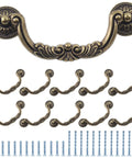 Antique Drop Bail Drawer Pulls Set Of 6 With 5 Inch Center To Center Holes and 6.4 Inch Overall Length Vintage Bronze Cabinet Handles