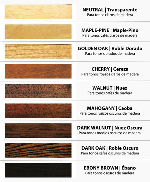 Wood color samples for Straight Up The Ultimate Wood Finish Restorer, No Sweat Furniture Polish in Golden Oak.