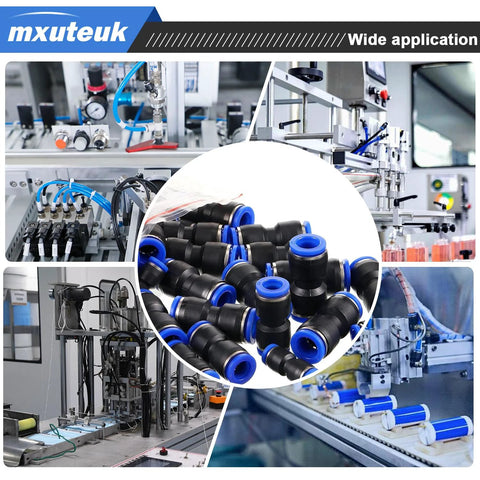 mxuteuk 110-piece push-to-connect air hose fittings for 4/6/8/10/12 mm tubing, blue and black