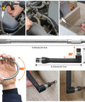 Flexible Drill Bit Extension Kit With 105 Degree Right Angle Adapter Magnetic Bit Holders 39 Piece Set in action and measurements