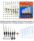 Adjustable Wood Countersink Drill Bit Set For Woodworking Six Sizes With Tapered Bits Pro Grade Handy HSS M2 Display