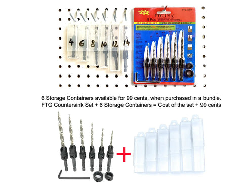 Adjustable Wood Countersink Drill Bit Set For Woodworking Six Sizes With Tapered Bits Pro Grade Handy HSS M2 Display