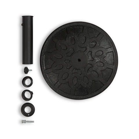 Heavy Duty 20 Lb Round Patio Umbrella Base With Resin Coated Calcium Carbonate Core Universal Fit For 1.5 To 2 Inch Poles With Accessories