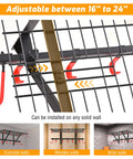 Heavy Duty Garage Wall Shelves With Bike Hooks, Adjustable Wall Mount Organizer, Black, 2 Pack, showing installation options