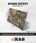 Super Lightweight Peel And Stick Faux Stone Wall Cladding Is A Total Game Changer For Modernizing Indoors Or Outdoors With Realistic Stone Effect Textures Top Tier Sound Dampening Features And An Easy Peasy Installation Process In Classic Golden Grey, 3D EPS wall panel, 39.4 x 19.7 in size.