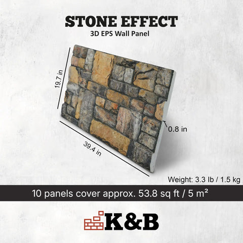 Super Lightweight Peel And Stick Faux Stone Wall Cladding Is A Total Game Changer For Modernizing Indoors Or Outdoors With Realistic Stone Effect Textures Top Tier Sound Dampening Features And An Easy Peasy Installation Process In Classic Golden Grey, 3D EPS wall panel, 39.4 x 19.7 in size.