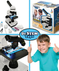 Kid Friendly Microscope Kit With Dual Top And Bottom Lights 40X 100X 400X Magnification Glass Lenses Slides Easy Setup