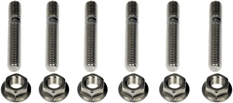 Heavy Duty M10-1.5x62mm Exhaust Flange Stud Kit With Nuts Set, stainless steel fasteners for automotive use.