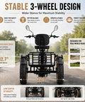 Folding Three Wheel Electric Trike For Adults 750W 48V Fat Tire 25MPH, front view, 32.7-inch wide stance