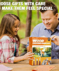 Father and daughter using 23 Piece Wood Carving Set For DIYers With 4 Large Knives 5 Detail Knives 9 Basswood Blocks Outdoors