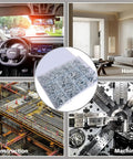 570 Piece Aluminum Rivet Assortment Kit, 15 Sizes, Silver Pop Rivets For Metal DIY Projects, Indoor Outdoor Use, shown in car, home, construction, machine settings