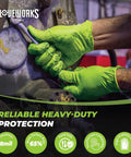Heavy Duty Nitrile Mechanic Gloves 8 Mil With Raised Diamond Texture Latex Free Large Size Industrial Grade Gloves in use