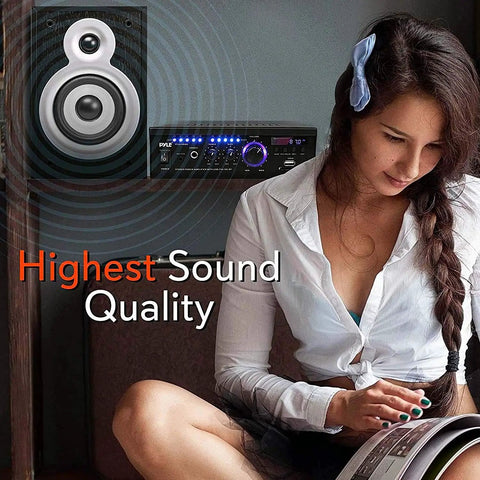 Dope Bluetooth Stereo Amplifier Receiver Delivers 2 X 120W Power For Home Audio With Front USB And SD Card Slots in use