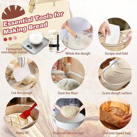 Ultimate Sourdough Starter Kit With Scale Glass Jar And Banneton Proofing Basket For Newbie Bakers Complete Bread Baking Supplies
