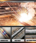 E6013 Welding Rod Three Thirty Second Inch, 3 Pound Carbon Steel Electrodes, sparks and welding close-ups, AC DC compatible