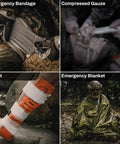 IFAK Trauma Kit With CAT Tourniquet And Israeli Bandage Wound Care Essentials In MOLLE Pouch, showing various emergency items.