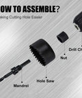 KATA 6-piece hole saw kit with mandrels and hex key in case, 32–54 mm saws for soft wood, PVC, plywood