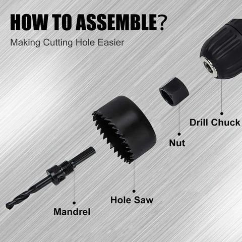 KATA 6-piece hole saw kit with mandrels and hex key in case, 32–54 mm saws for soft wood, PVC, plywood