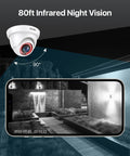 1080p Dome Security Camera, Hybrid 4 In 1 HD-CVI/TVI/AHD/960H, 2MP Day Night Weatherproof Indoor Outdoor Surveillance, Night Vision Up To 80 Feet displayed on a smartphone screen under night vision