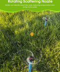 Automatic Lawn Sprinkler System With 32.8Ft 8 to 12 Tubing And 16.4Ft 4 to 7 Tubing Kit G Type 360 Degree Rotation Sprinkler on lawn