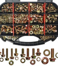 Workhorse 404 Piece Metric Flange Bolt Kit With Matching Nuts And Washers For M6 M8 M10 Sizes In Auto Shops And Weekend Builds. Collection of bolts and nuts in a divided storage case.