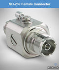 Coaxial Lightning Arrester And Surge Protector With UHF SO239 Female Connectors for RF ham radios and antennas, close-up view.