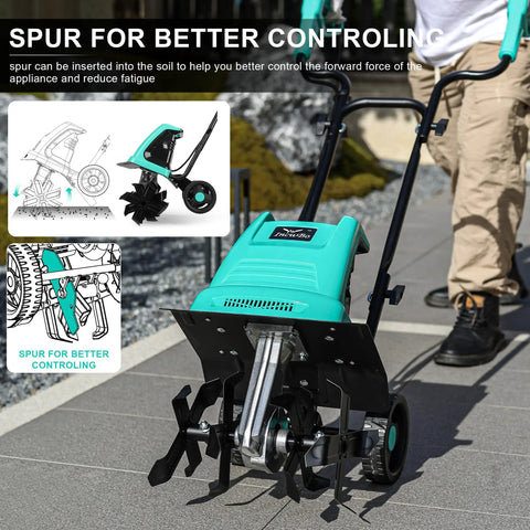 Electric Rototiller Garden Tiller With 12 Inch Tilling Width And 8 Inch Cutting Depth, 10.5 Amp Cultivator In Use