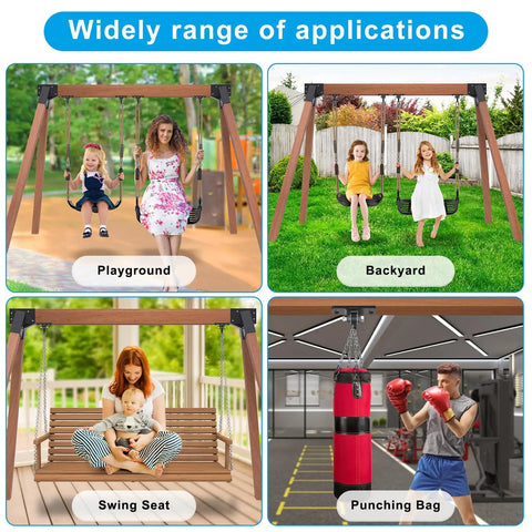 Heavy Duty Swing Set Kit With Reinforced A Frame, Two Seats And Four Hangers, DIY Playground Hardware For Backyard Fun, Kid Friendly And Built To Last For Family Swing Time