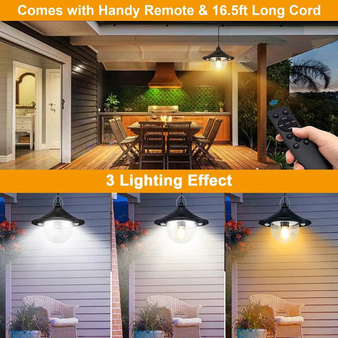 Kick Up Your Backyard Vibe With This Dope Solar Shed Light Featuring Dual Motion Sensors For Indoor And Outdoor Use With Smart Day And Night Modes To Keep The Space Lit Solid And Ready For Any Project Without Breaking The Bank. Image showcases solar shed light in three lighting effects and handy remote.