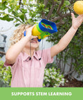 Child using Focus Free Binoculars For Kids Aged 4 To 8, Lightweight And Durable Outdoor Toy Gear With Neck Strap, exploring outdoors.