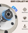 Close-up of ER11 collet nut in Beast 0.8KW Water Cooled Spindle Motor Kit With 1.5KW VFD Inverter For CNC Milling 110V To 3 Phase 65mm Mount ER11 Collets 80W Water Pump Pipe And Fittings Included