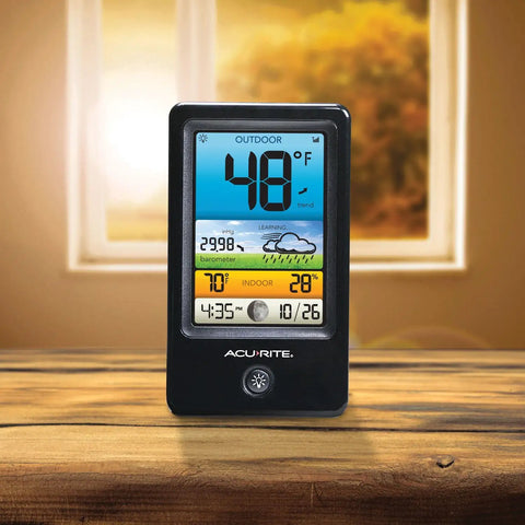 Color Weather Station With Indoor Outdoor Temperature Humidity And Forecast, Daily Highs Lows, Trend Arrows, Backlit Display