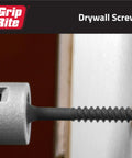 Close-up of Heavy Duty Six By Two Inch Phillips Bugle Head Drywall Screws featuring fine threads being installed in drywall