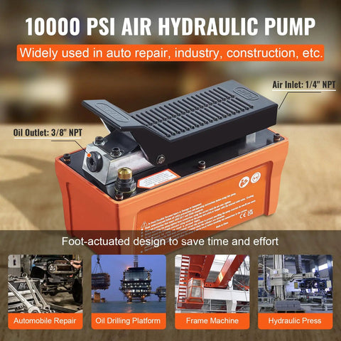 Heavy Duty Foot Operated Air Hydraulic Pump Delivers 10000 Psi Pressure Plus Half Gallon Reservoir For Auto Body Frame Repair And Pulling Posts No Sweat Kick Start Dead Simple Garage Upgrade