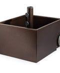 Portable Steel Umbrella Base With Fillable Planter, 150lb Capacity, Drainage, Two Adjustment Knobs, Handle And Wheels, Side View