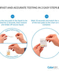 Body pH Test Strips for Urine and Saliva, 4.5 to 10 pH Range With 0.5 Increments, showing test process in two steps